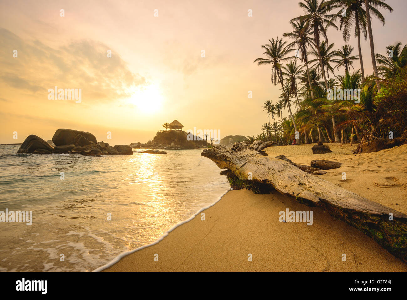 Sunrise a Cabo San Juan in Tayrona Parco Nazionale Foto Stock