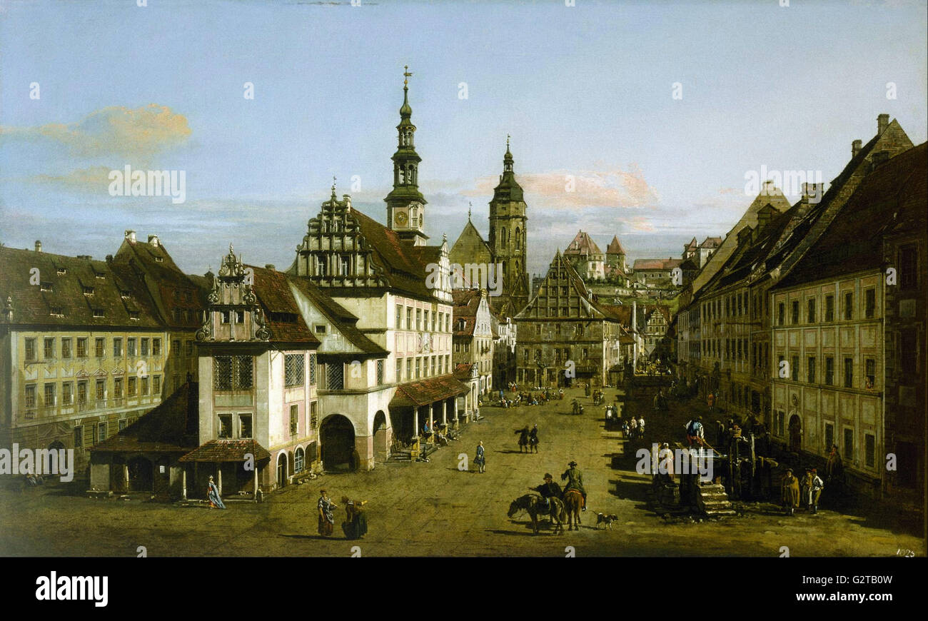 Bernardo Bellotto - Il marketplace a Pirna - Foto Stock