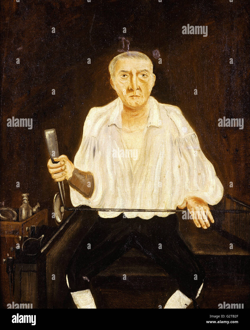 British School, secolo XIX - pittura; olio su tela - Glassblower - Foto Stock