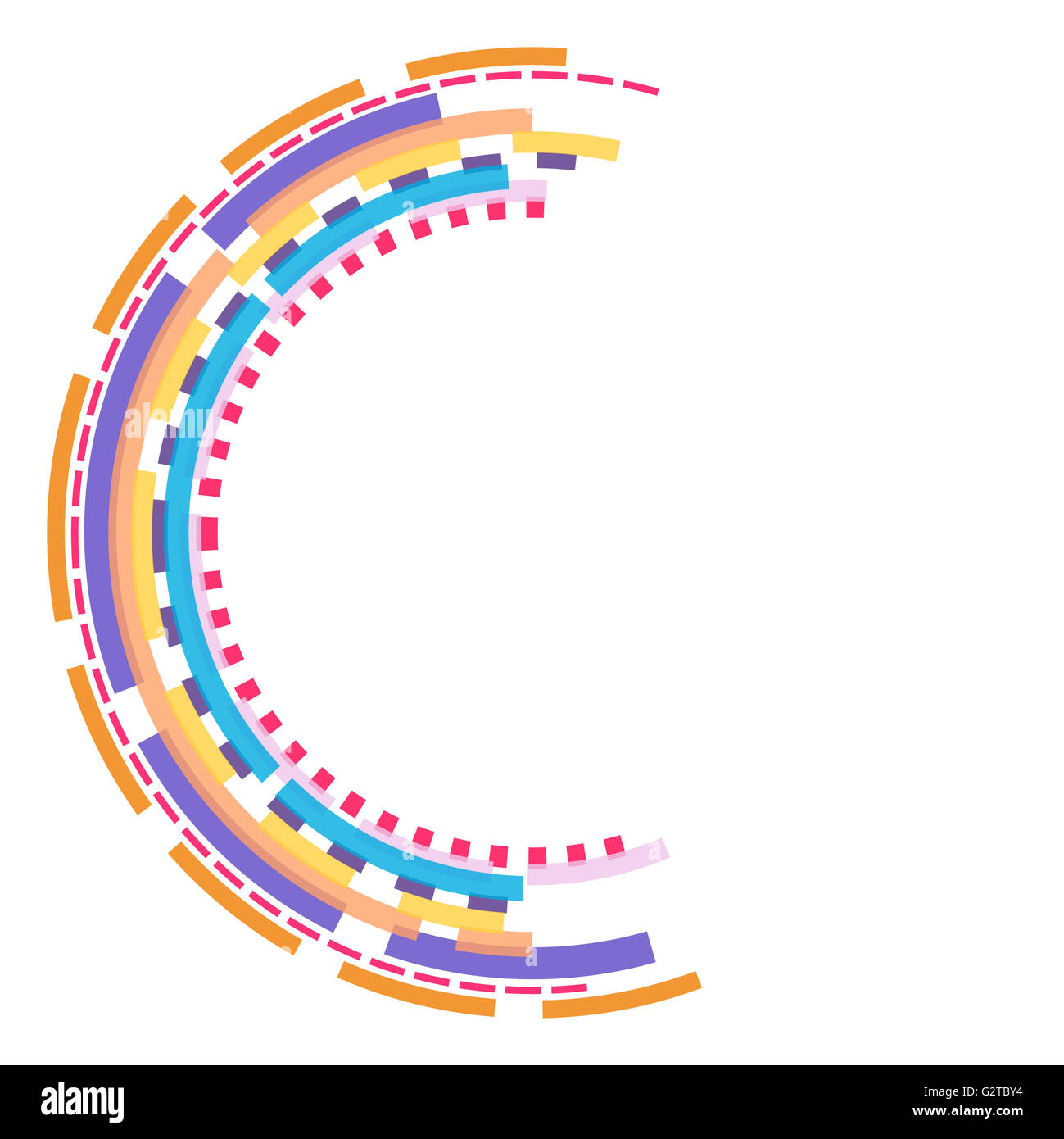 Colorate sovrapposte cerchi spezzati su bianco e pronta per il testo Foto Stock