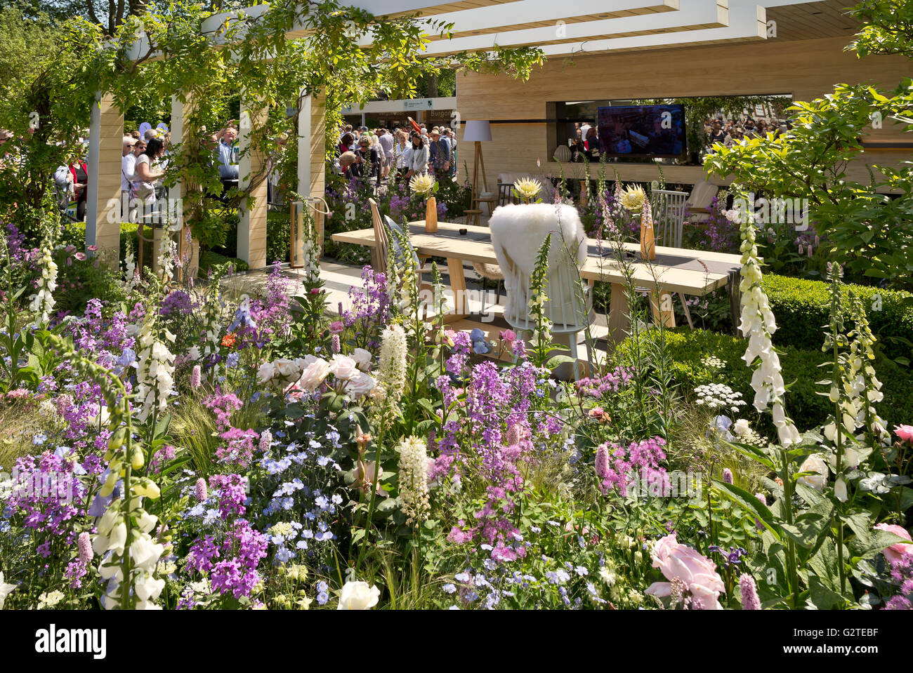 RHS Chelsea Flower Show 2016, la LG Smart giardino, Silver-Gilt medaglia, fieno designer giovani Hwang Foto Stock