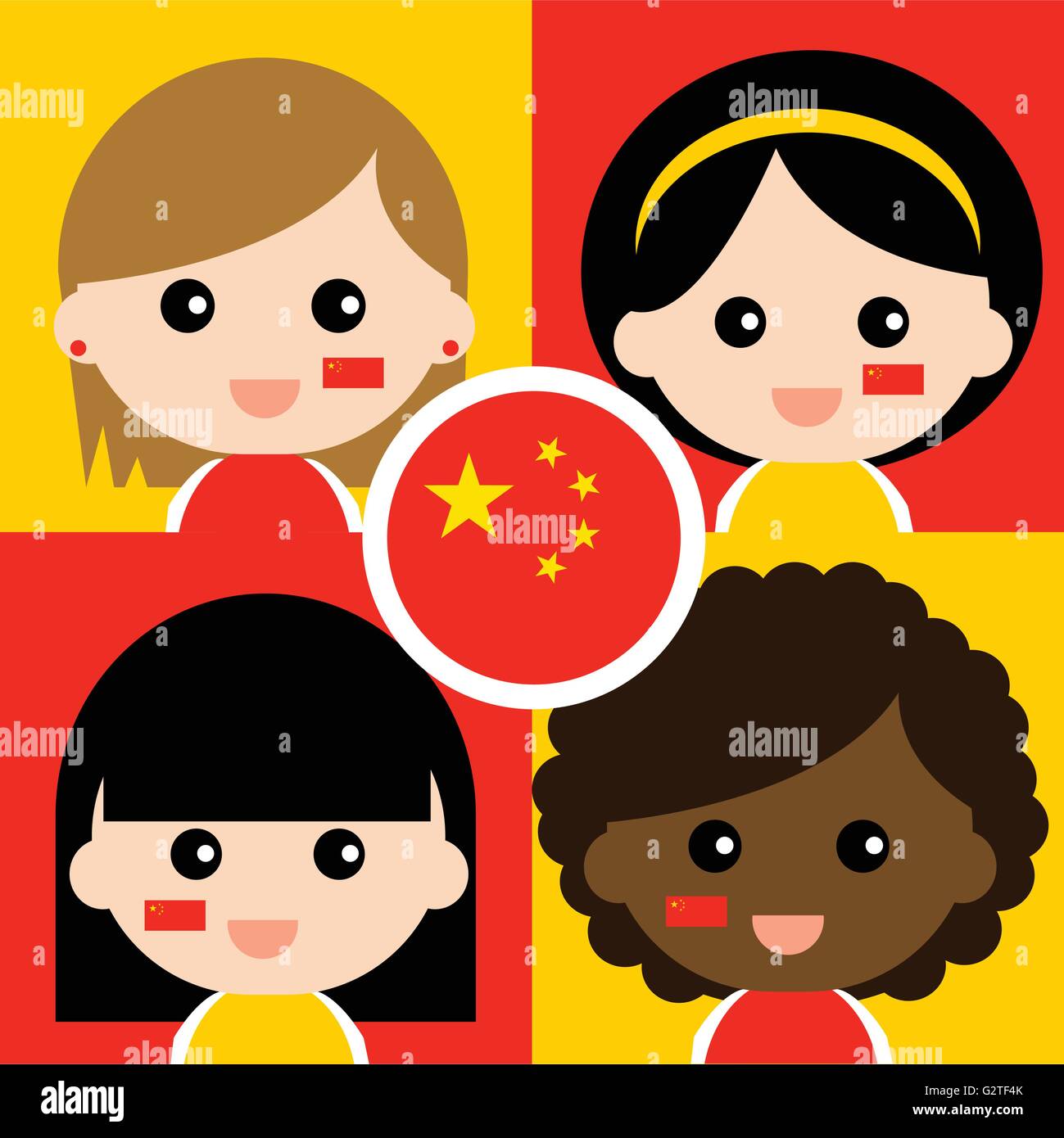 Gruppo di felice della Cina di sostenitori Illustrazione Vettoriale