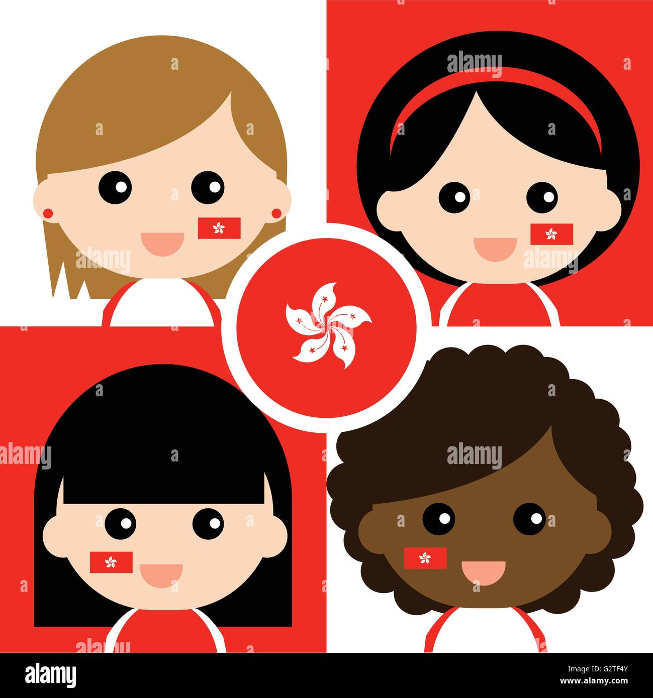 Gruppo di felice di Hong Kong di sostenitori Illustrazione Vettoriale