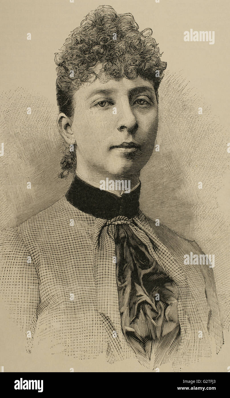 Marie d'Orleans (1865-1909). Principessa francese della casa di Orleans e Princess Valdemar di Danimarca. Incisione in spagnolo e illustrazione americana, 1880. Foto Stock