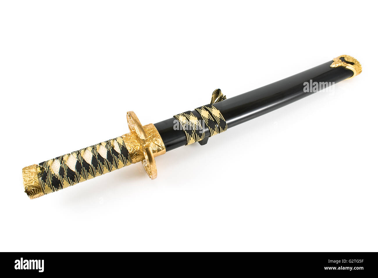 Samurai Giapponese spada katana isolato su bianco Foto Stock