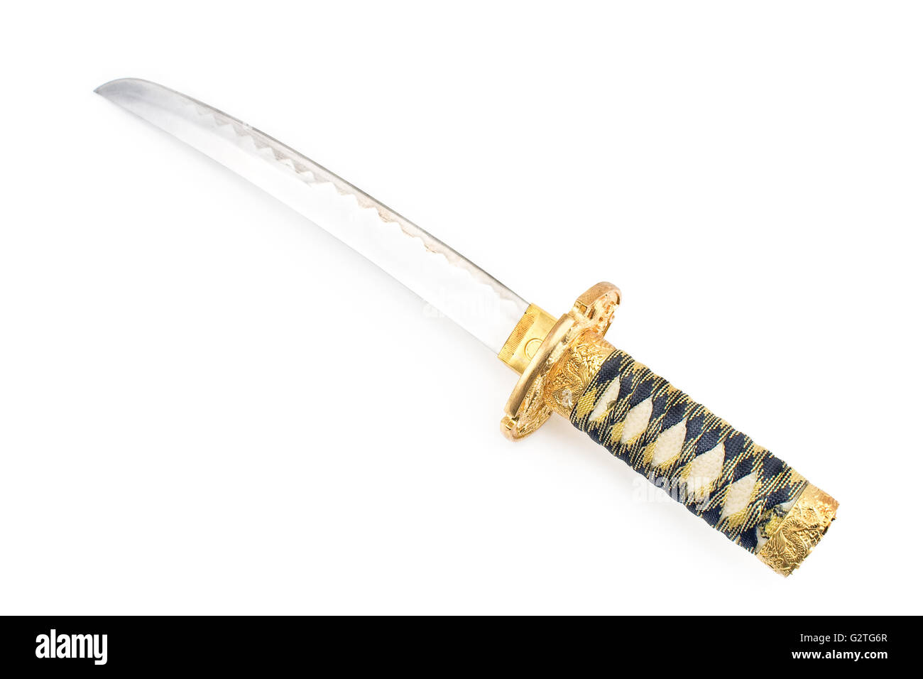 Samurai Giapponese spada katana isolato su bianco Foto Stock