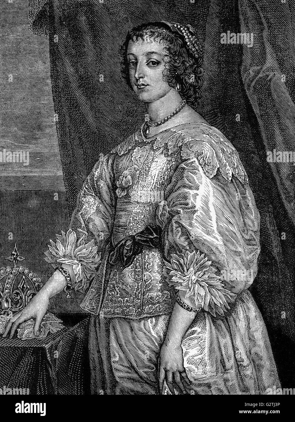 Cattolica romana, Henrietta Maria di Francia, regina consorte del re Carlo I, Monarch di Inghilterra, Scozia e Irlanda dal 1625 fino alla sua esecuzione in 1649. Foto Stock