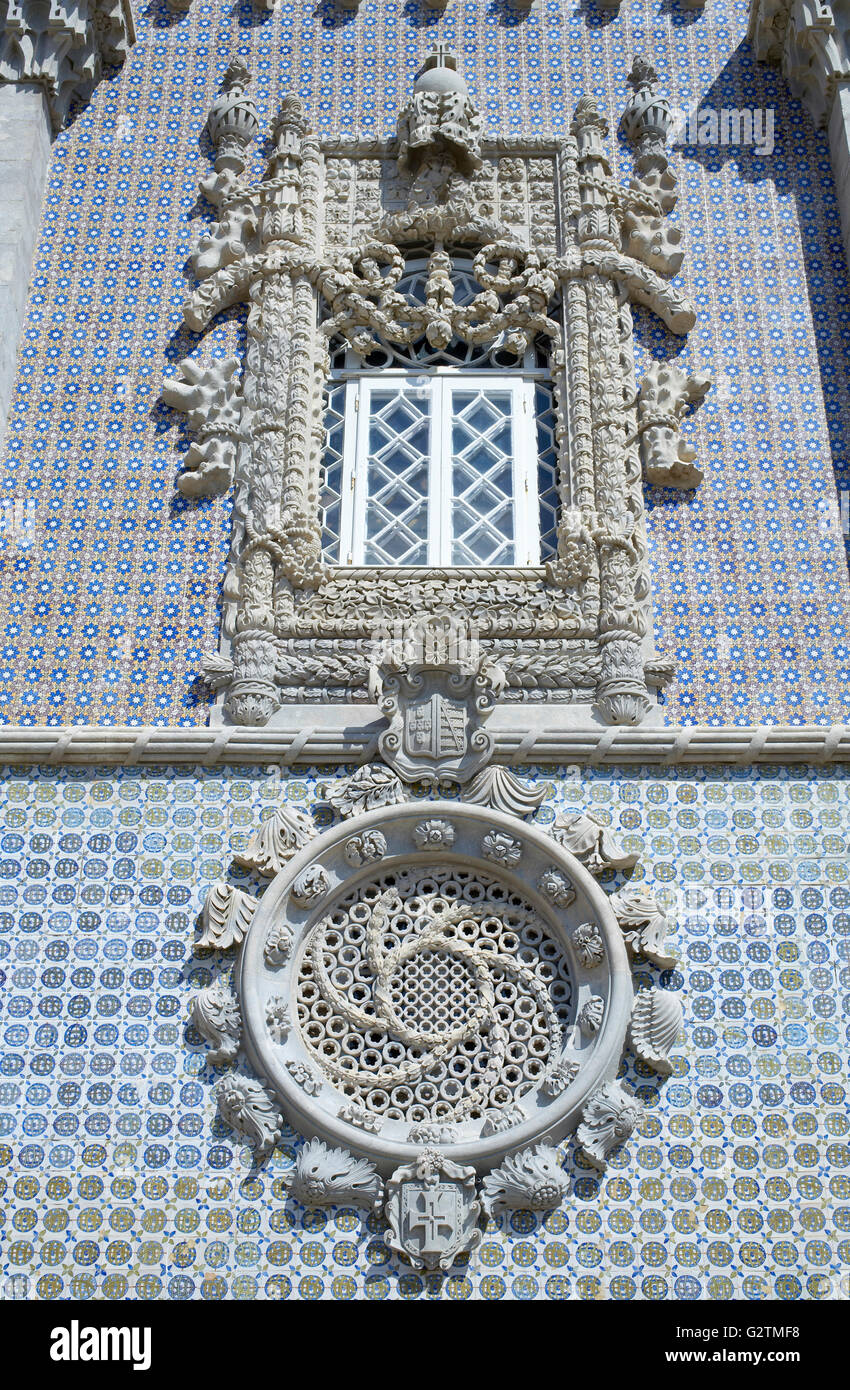 Pena il Palazzo Nazionale, dettaglio, Sintra, Portogallo Foto Stock