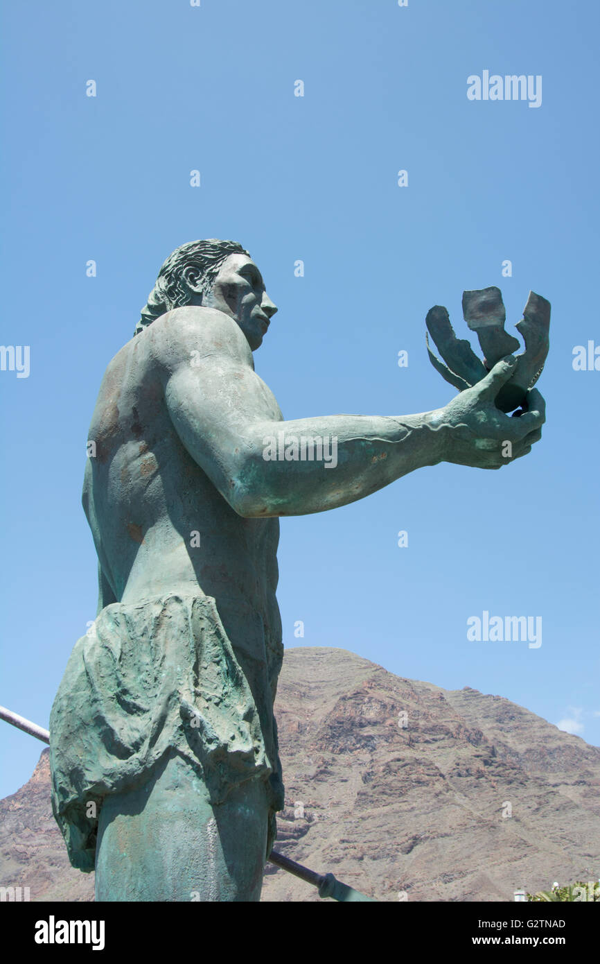 Statua, Valle Gran Rey, La Gomera, isole Canarie, Spagna. Foto Stock