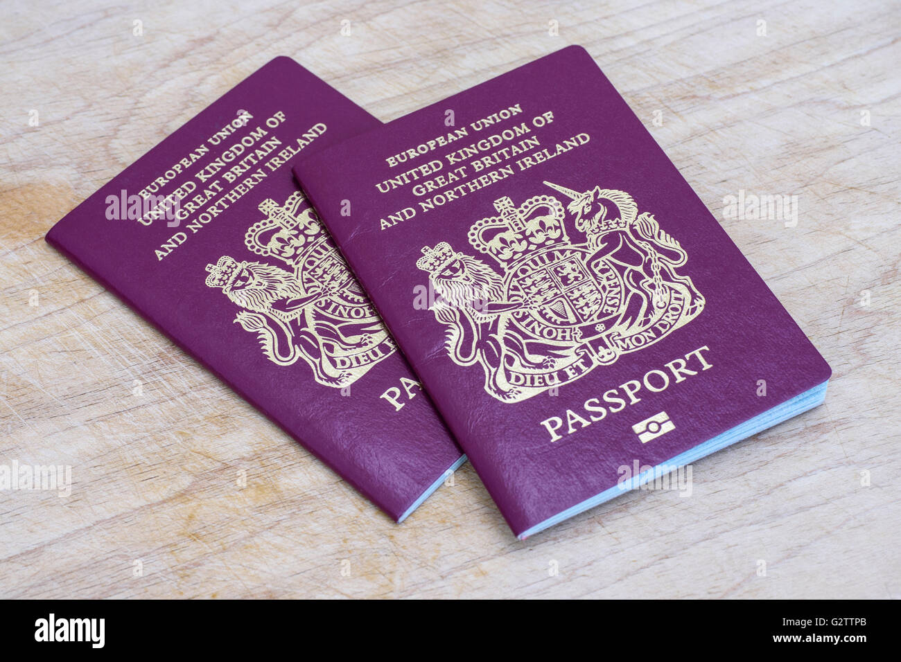 Due Regno Unito passaporti Foto Stock