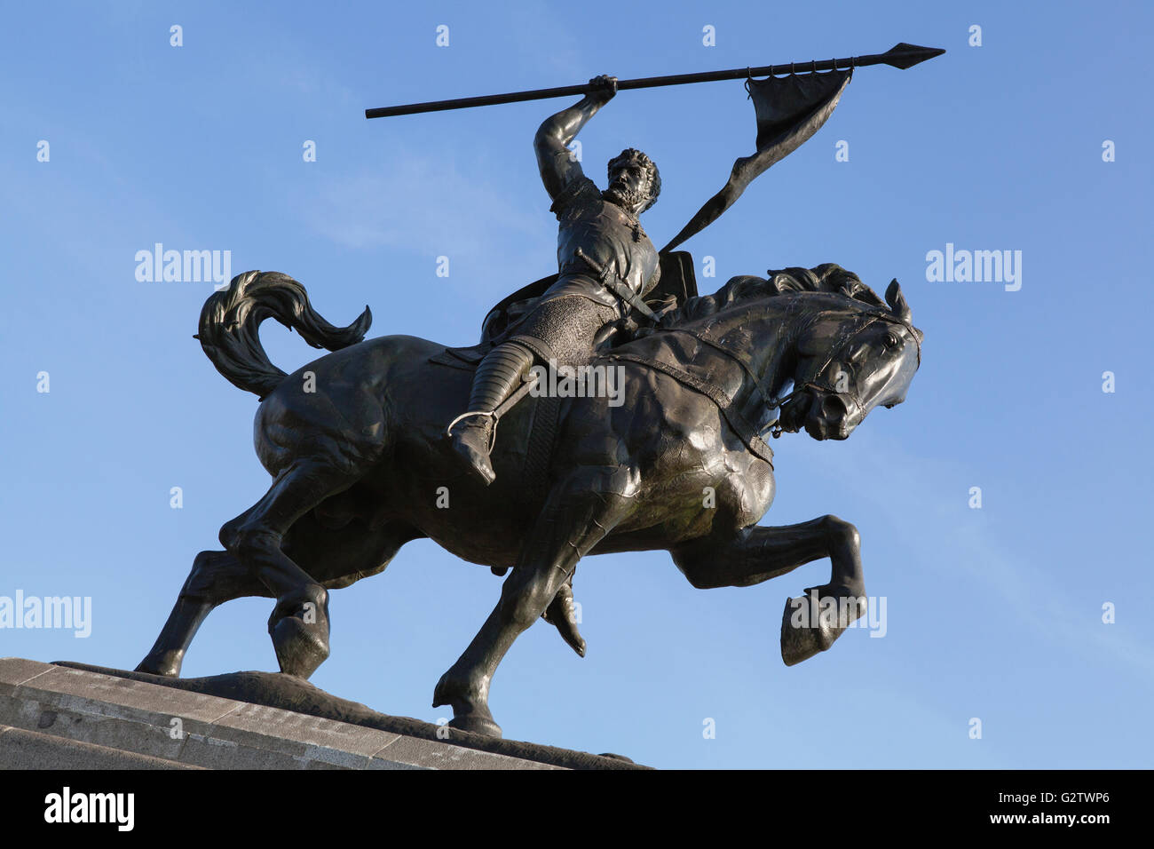 Spagna, Andalusia Siviglia, Statua di Rodrigo Diaz de Vivar conosciuta come El Cid Campeador. Foto Stock