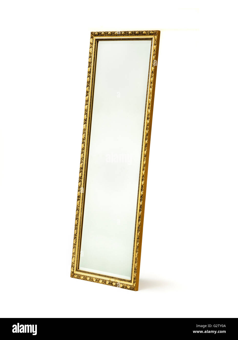 Vetro molato specchio dorato telaio in legno Foto Stock