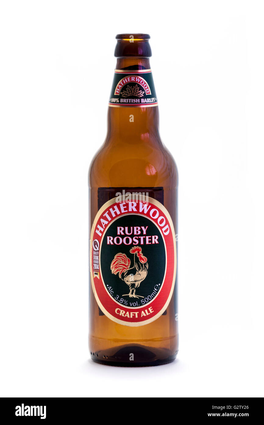"Ruby Rooster" dall'Hatherwood Craft Beer Company, prodotta da Wychwood Brewery in Witney, Oxforshire a nome di Lidl UK Foto Stock