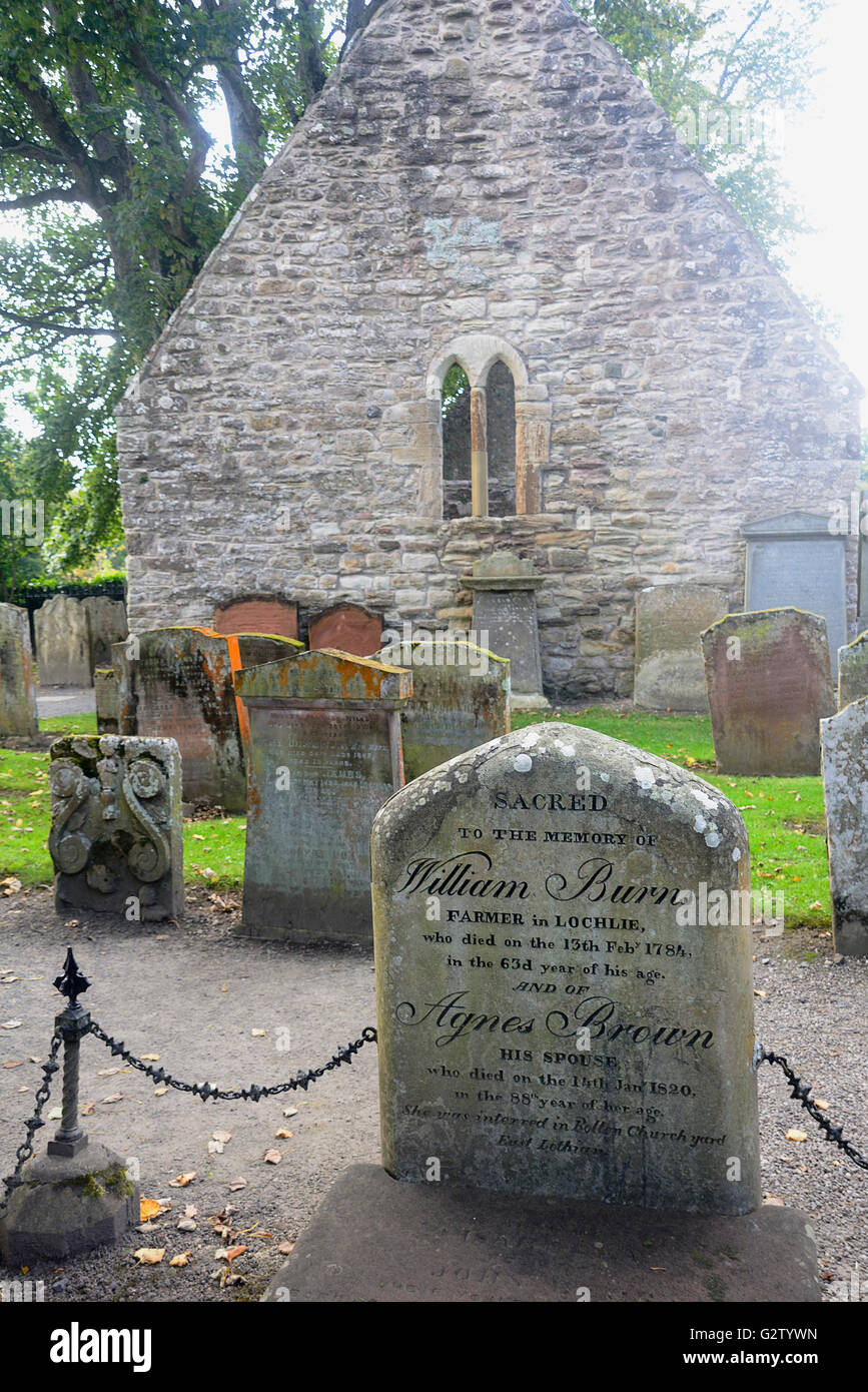 La Scozia, Burns Country, Burns National Heritage Park, Auld Kirk Alloway e cimitero con lapide di William Burns. Foto Stock