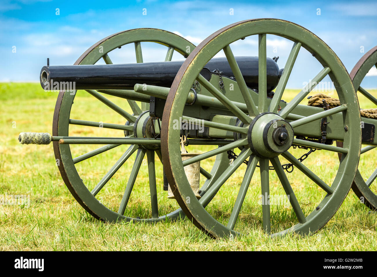 Vecchia Guerra civile americana il cannone sul campo di battaglia di Gettysburg. Foto Stock