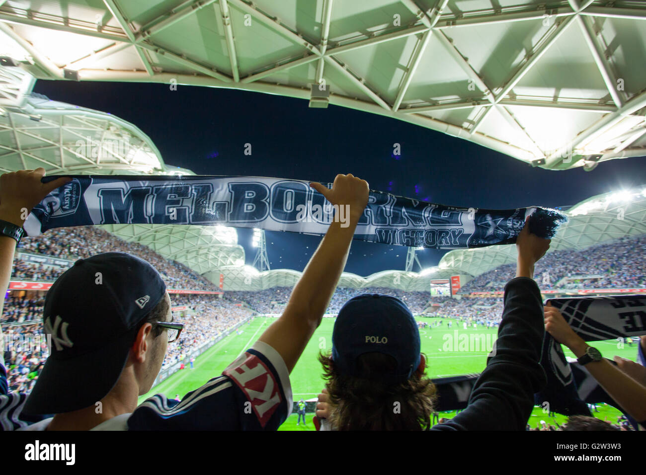 MELBOURNE, Australia - 17 Maggio: Vittoria di Melbourne prendere su Sydney FC nella stagione del decisore a-League Grand Final di derivazioni AAMI Park in me Foto Stock