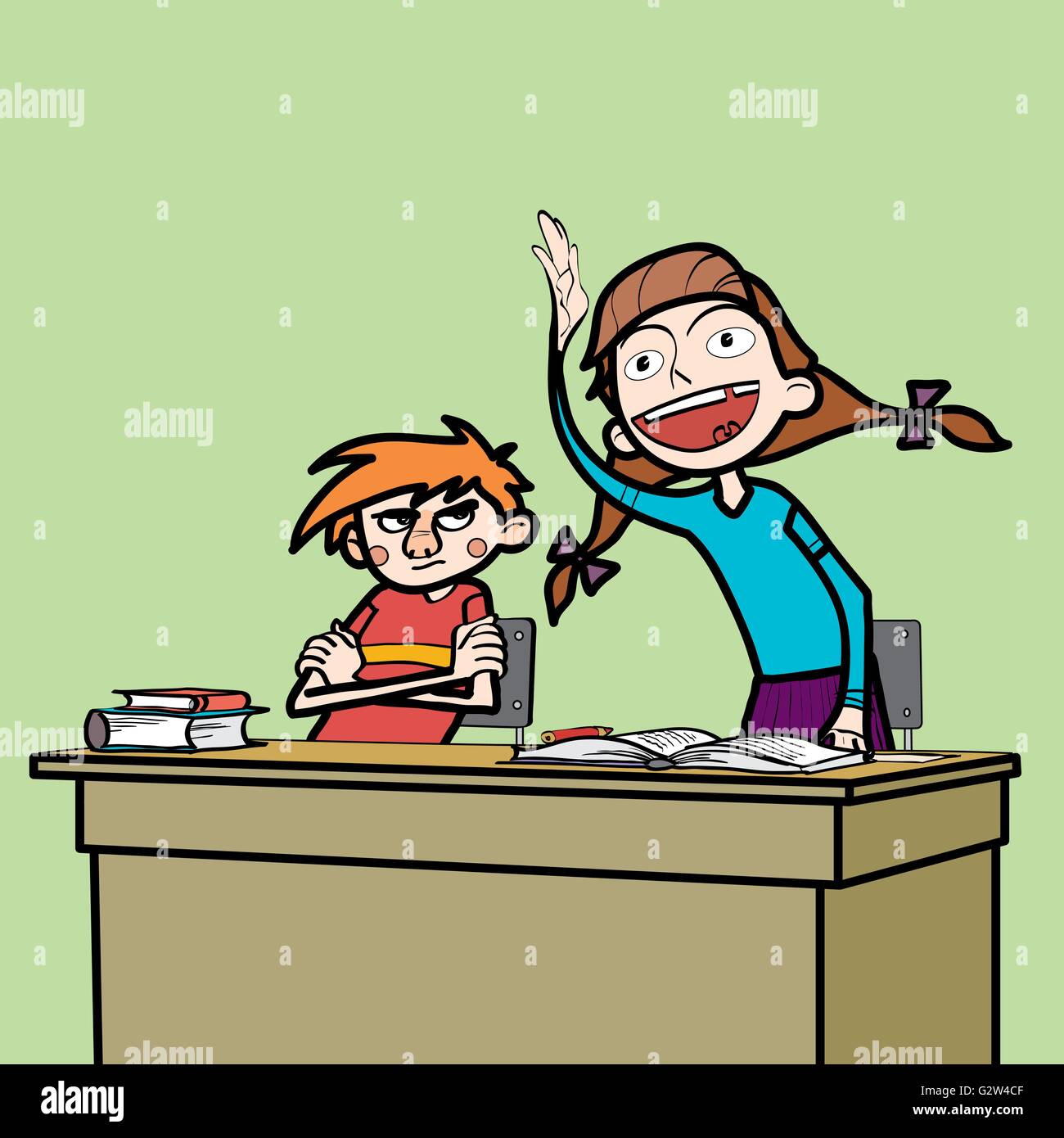 Scolaro e schoolgirl in aula Illustrazione Vettoriale