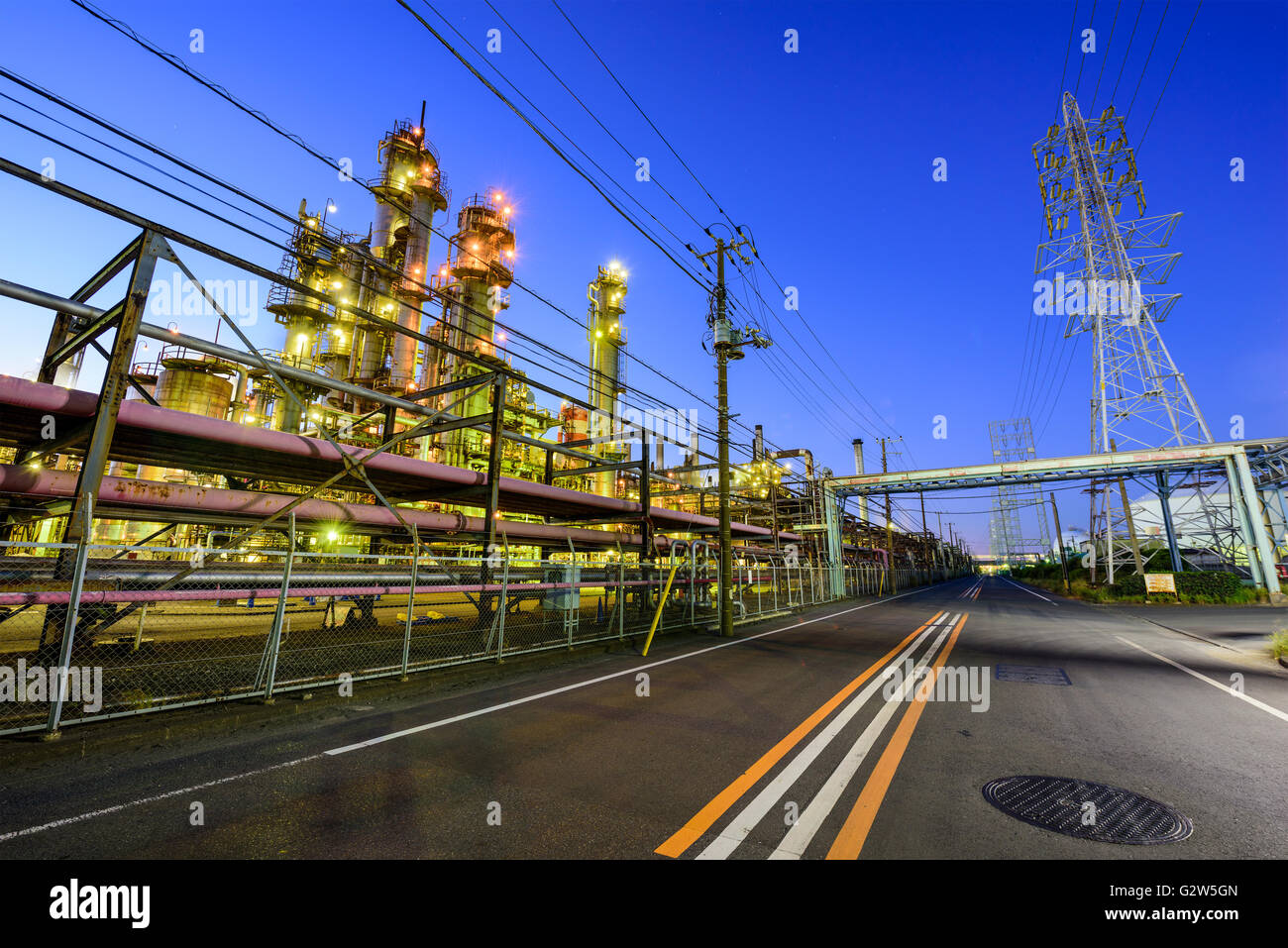 Fabbriche in Kawasaki, Giappone. Foto Stock