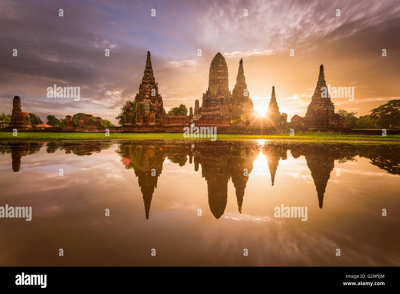 Ayutthaya, Thailandia al Wat Chaiwatthanaram. Foto Stock