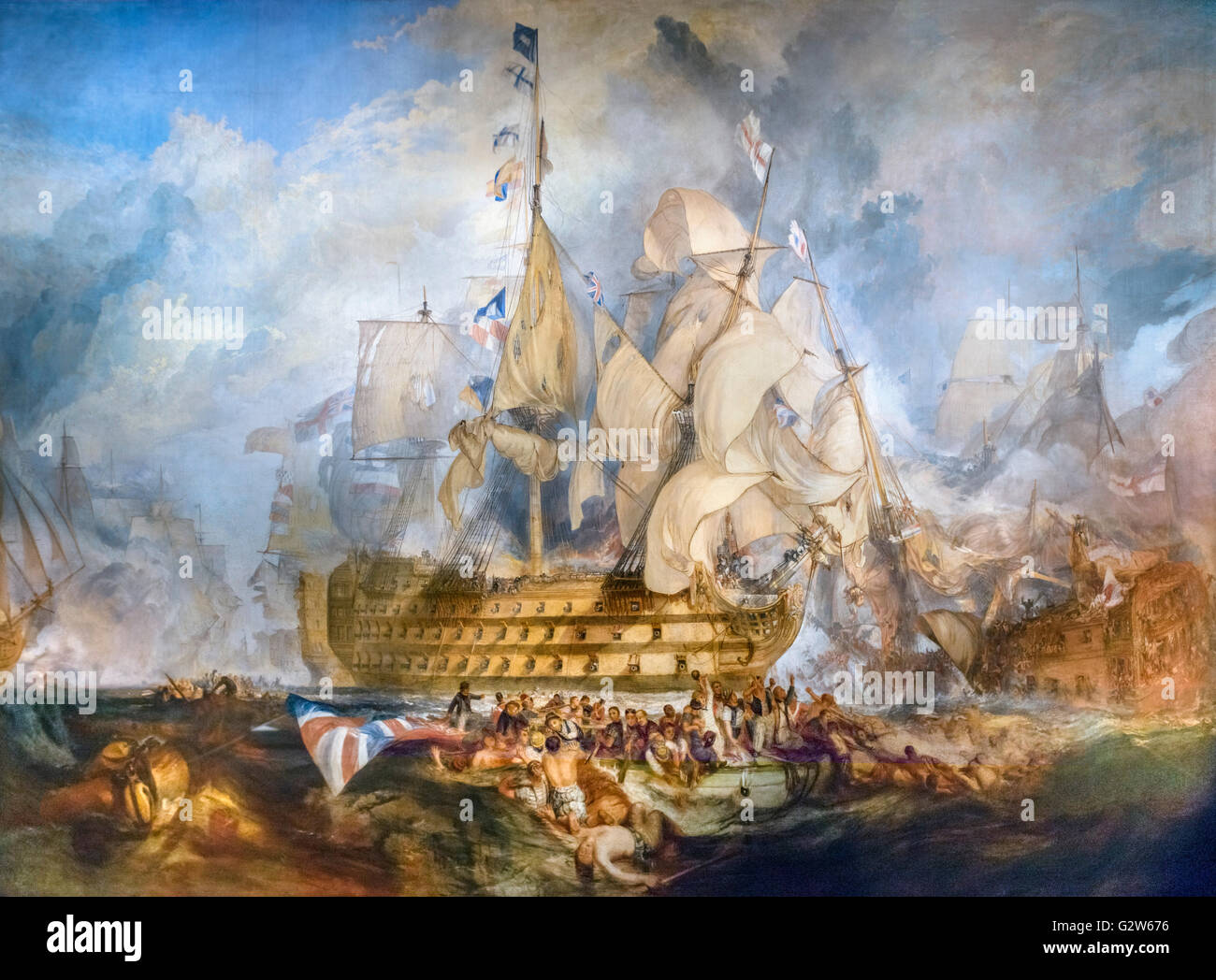"La Battaglia di Trafalgar, 21 Ottobre 1805', dipinto di J M W Turner, 1822-1824, Foto Stock
