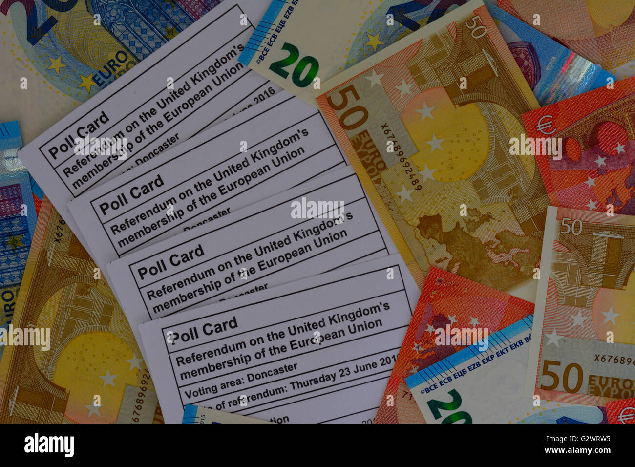 Le schede di voto per il Regno Unito è membro dell'UE Foto Stock