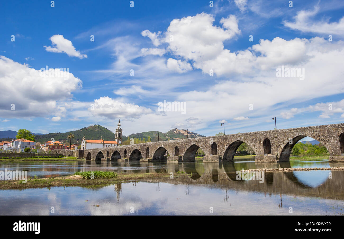 Ponte romano a Ponte de Lima, Portogallo Foto Stock