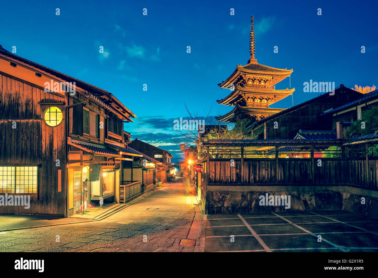 Filtra foto di Kyoto antica strada in Giappone. Foto Stock