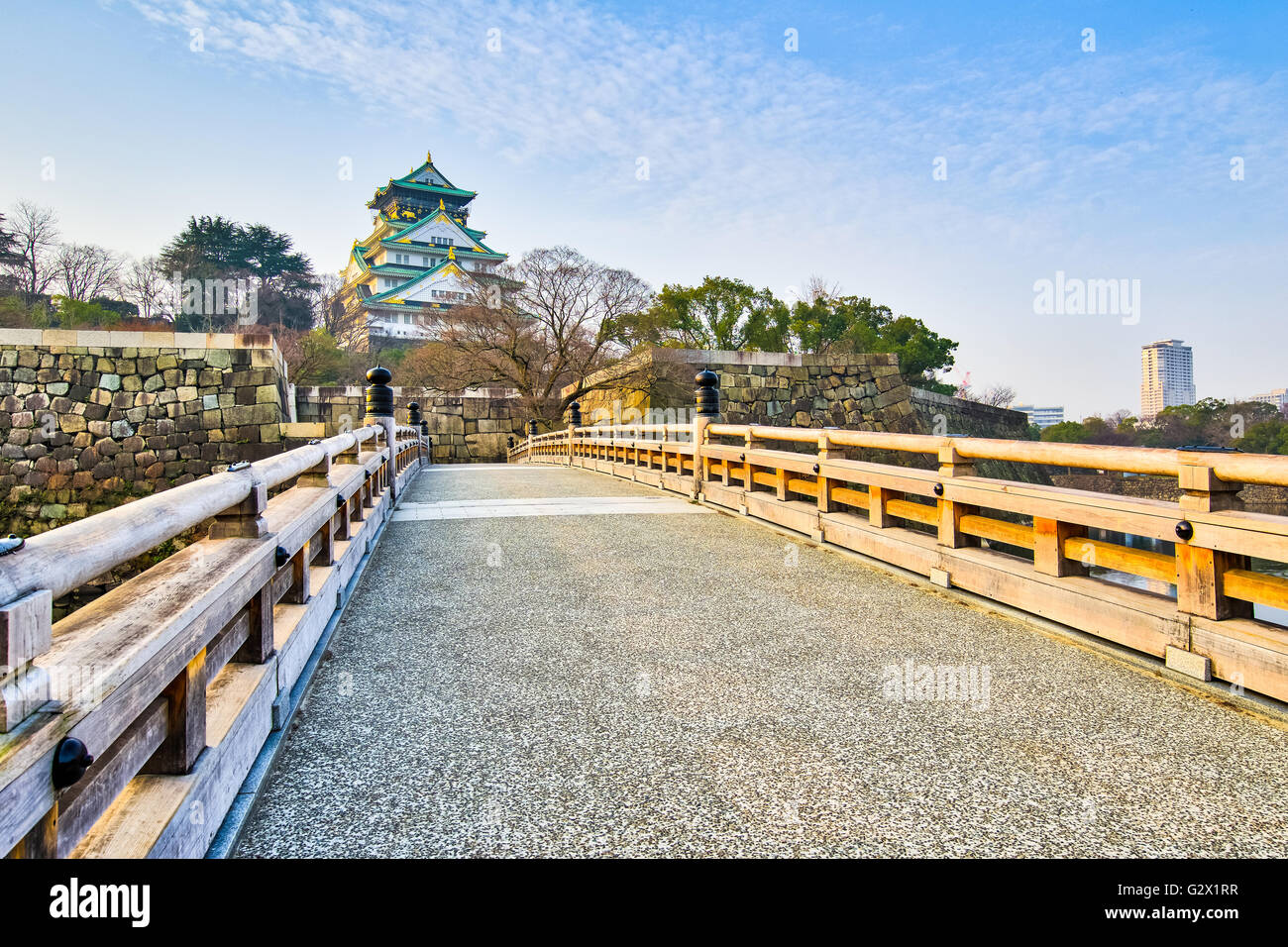Osaka, Giappone - 5 Gennaio 2016: il Castello di Osaka è un castello giapponese in Chuo-ku Osaka in Giappone. Il castello è uno del Giappone più famou Foto Stock
