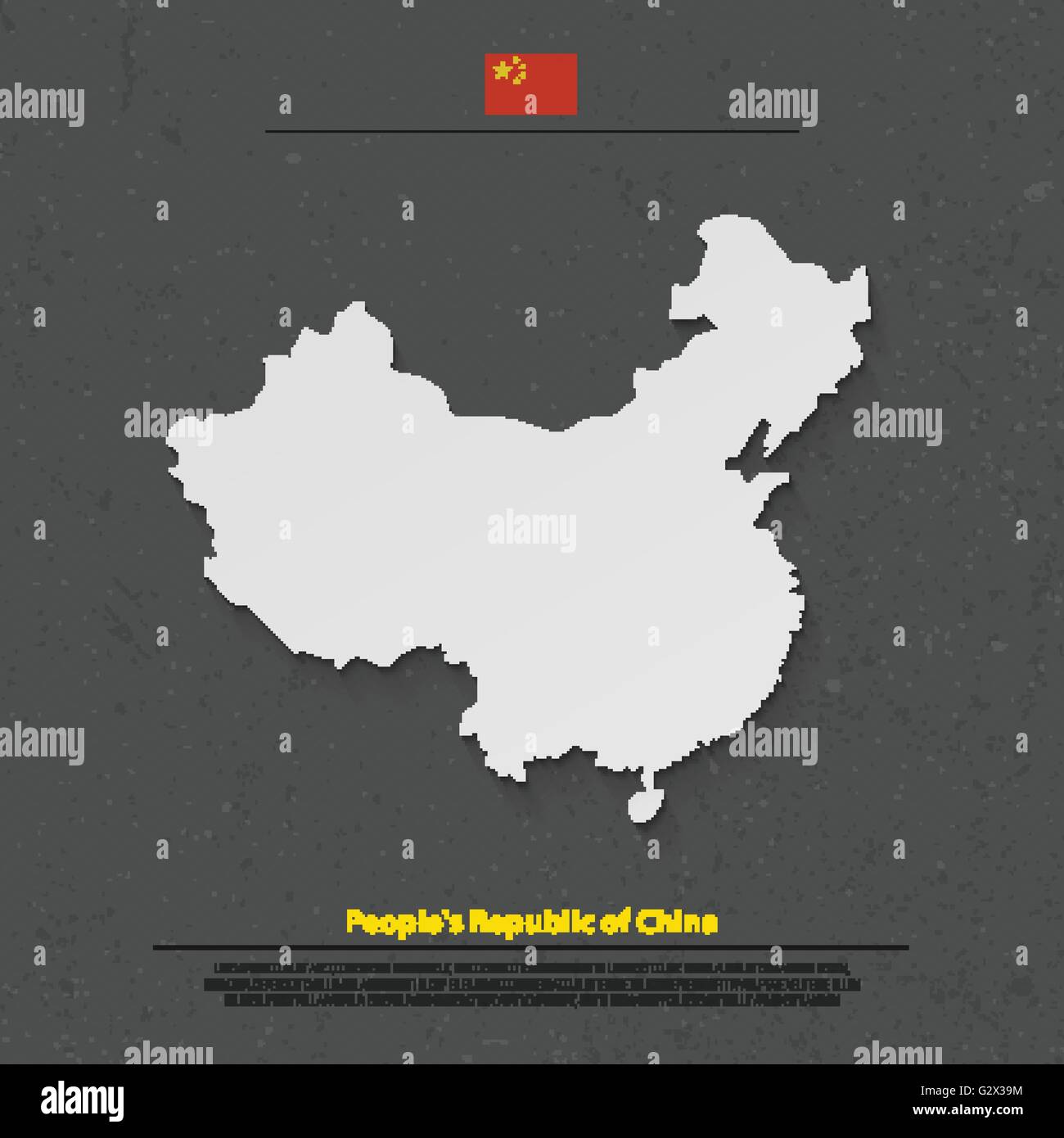 Repubblica popolare di Cina mappa isolato e bandiera ufficiale icone. vettore politico cinese mappa 3d'illustrazione. Paese asiatico geo Illustrazione Vettoriale