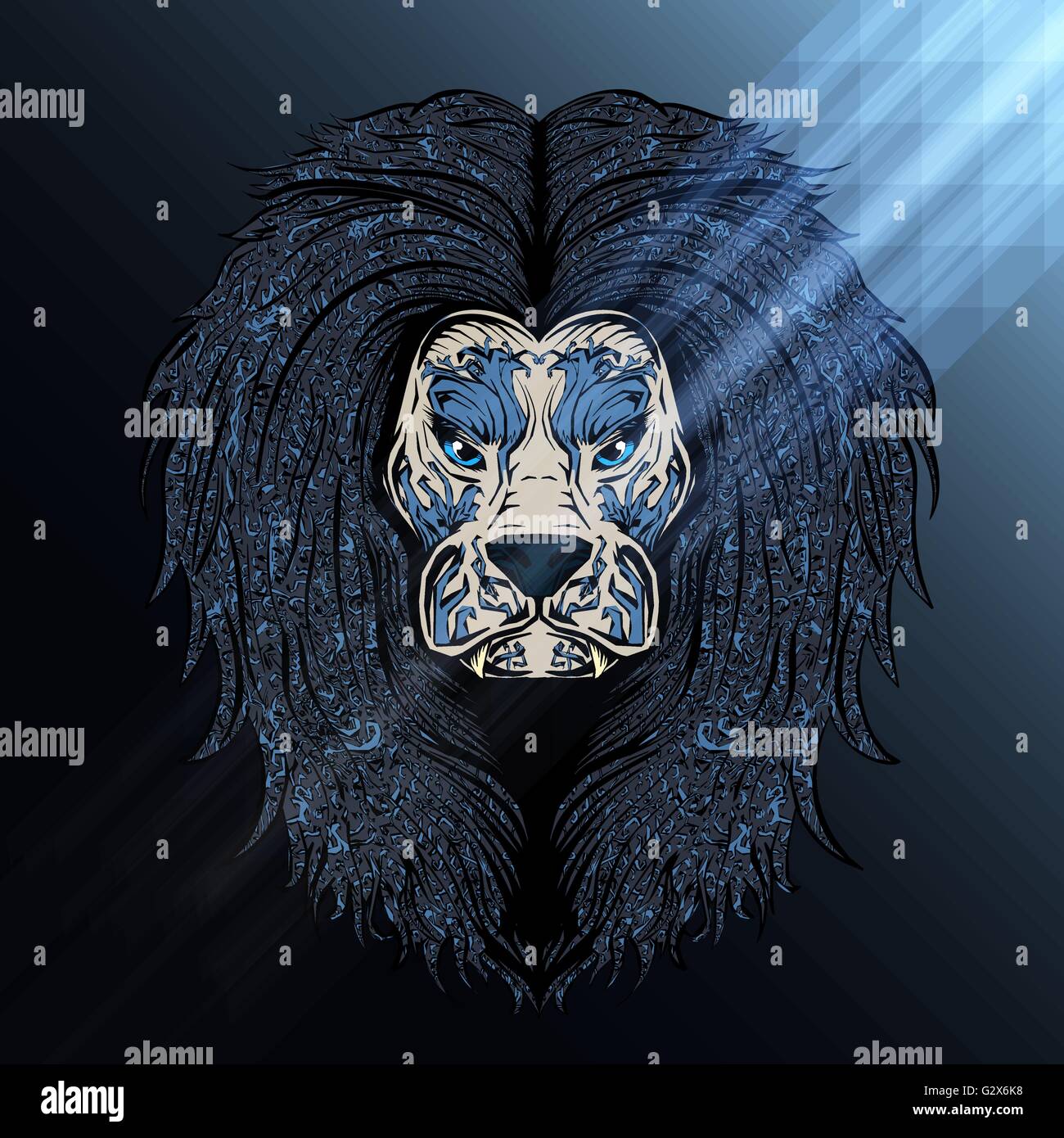 Lion blue moon Illustrazione Vettoriale