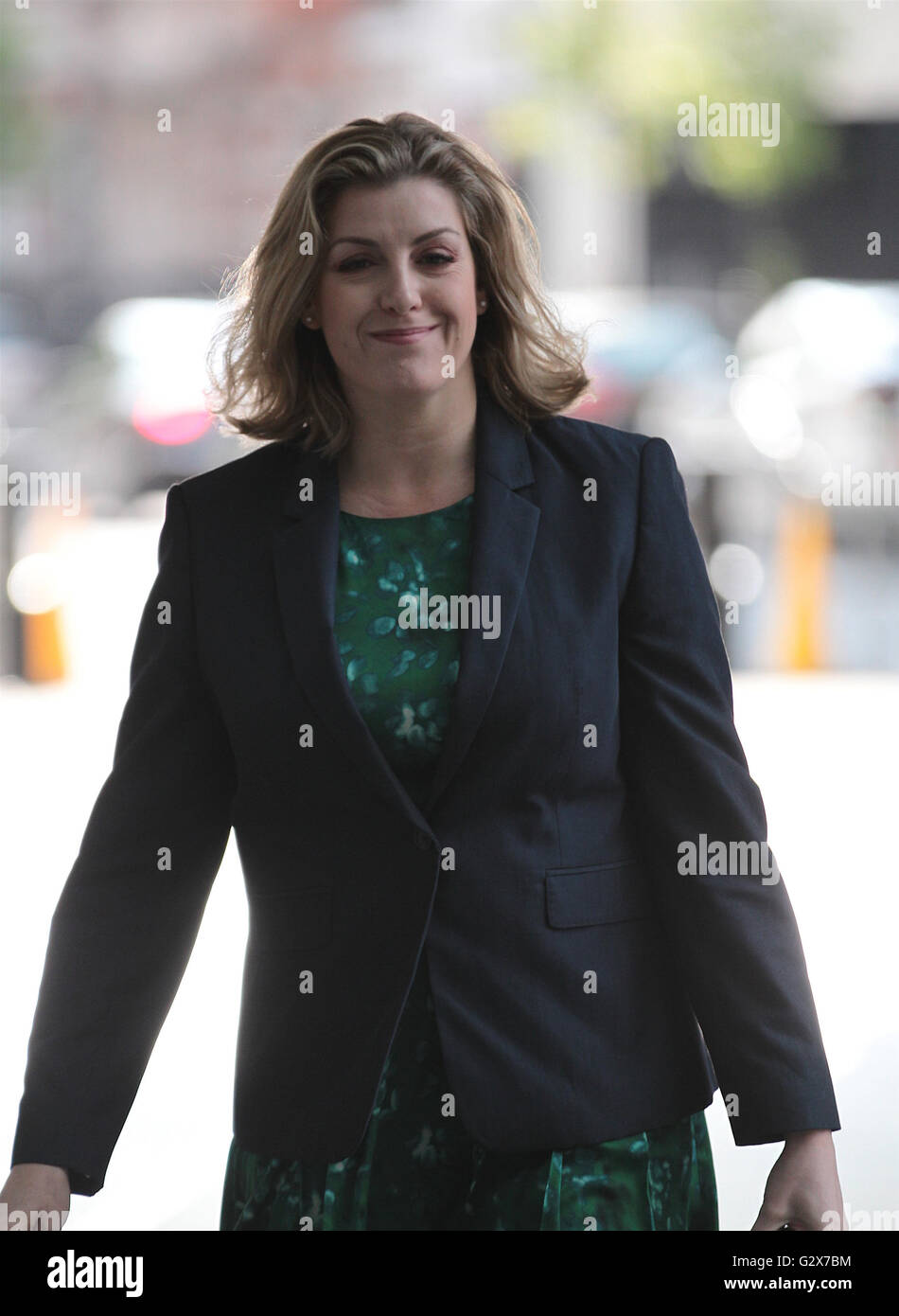 Londra - 22 Maggio 2016: Penny Mordaunt visto che frequentano il Andrew Marr show alla BBC Studios di Londra Foto Stock