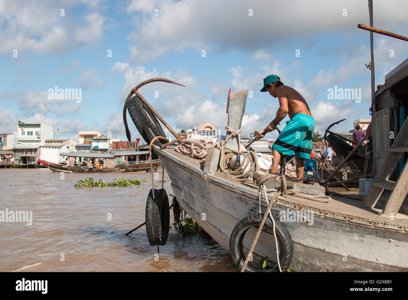 Cai Rang mercati galleggianti a Can Tho sul fiume Mekong, Vietnam,Asia Foto Stock