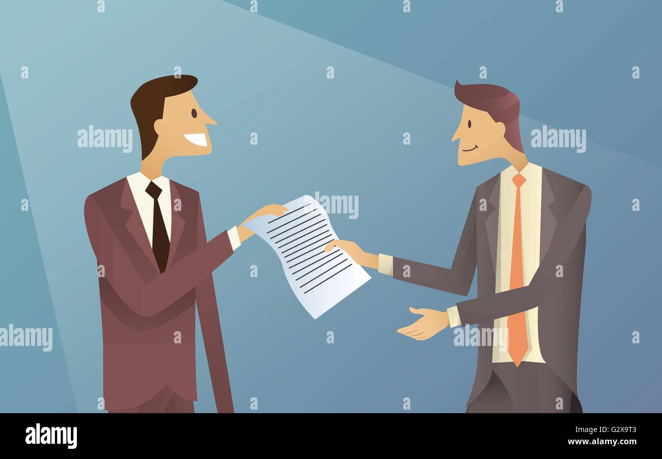 Imprenditori dare il documento di carta business Illustrazione Vettoriale