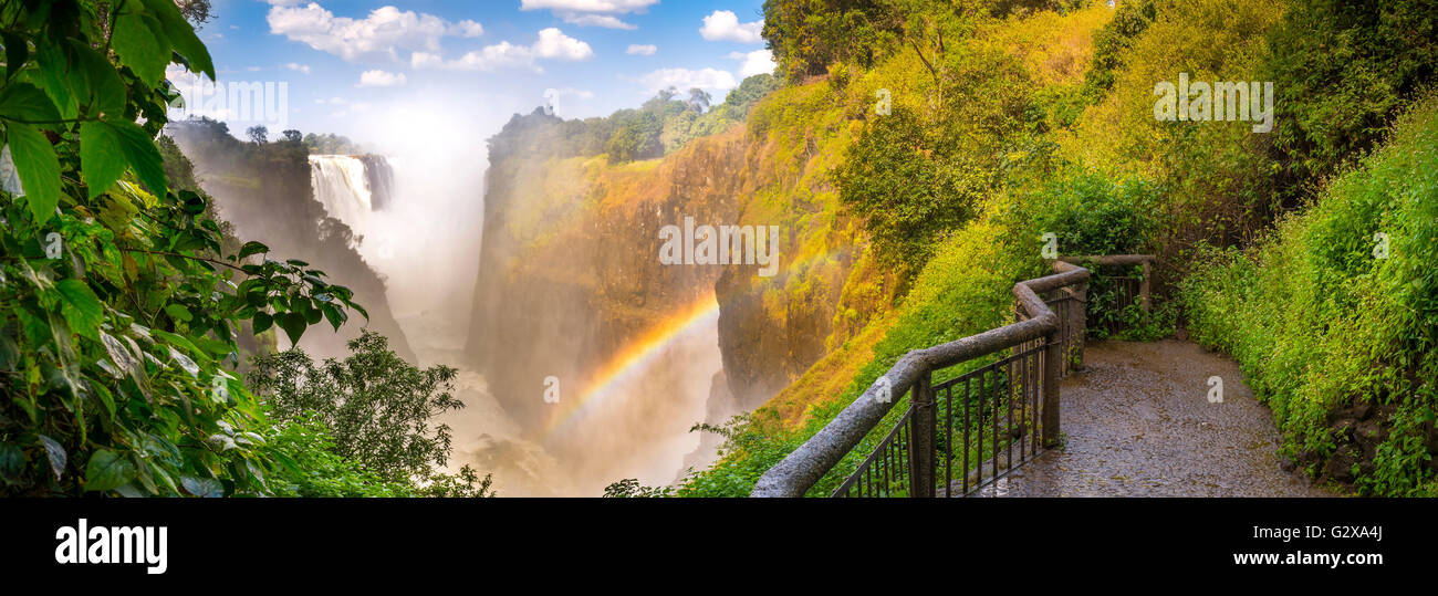 Victoria Falls cascata in Africa, tra Zambia e Zimbabwe, una delle sette meraviglie del mondo Foto Stock