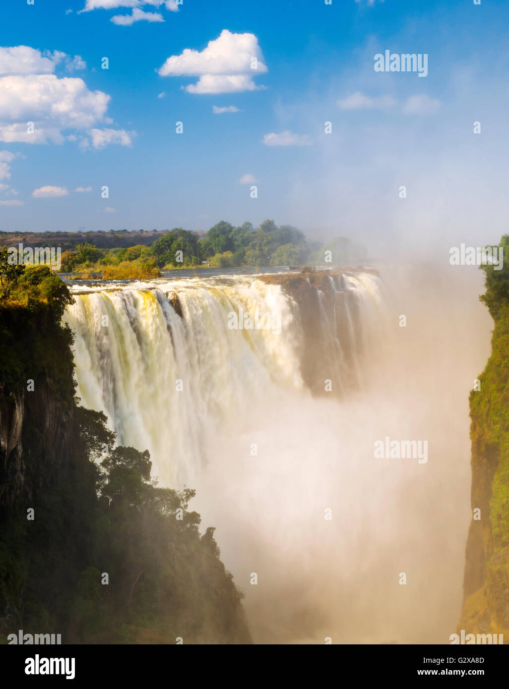 Victoria Falls Devil's la cataratta in Africa, tra Zambia e Zimbabwe, una delle sette meraviglie del mondo Foto Stock