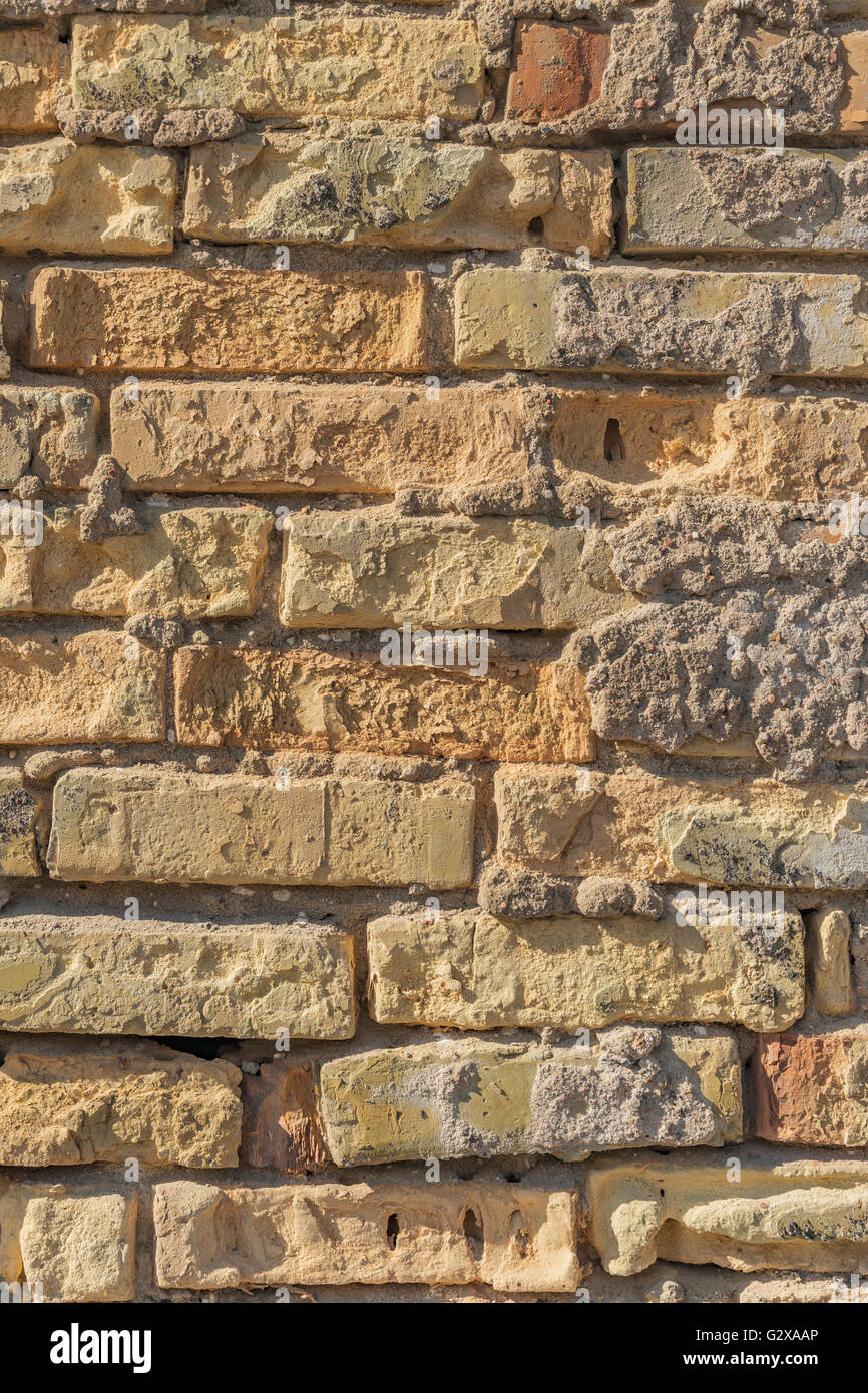 Dettagli di un vecchio muro di mattoni Foto Stock