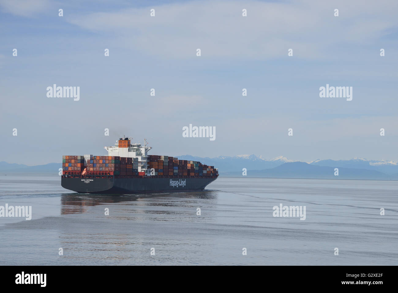 Le navi da carico vicino a Vancouver, Canada Foto Stock