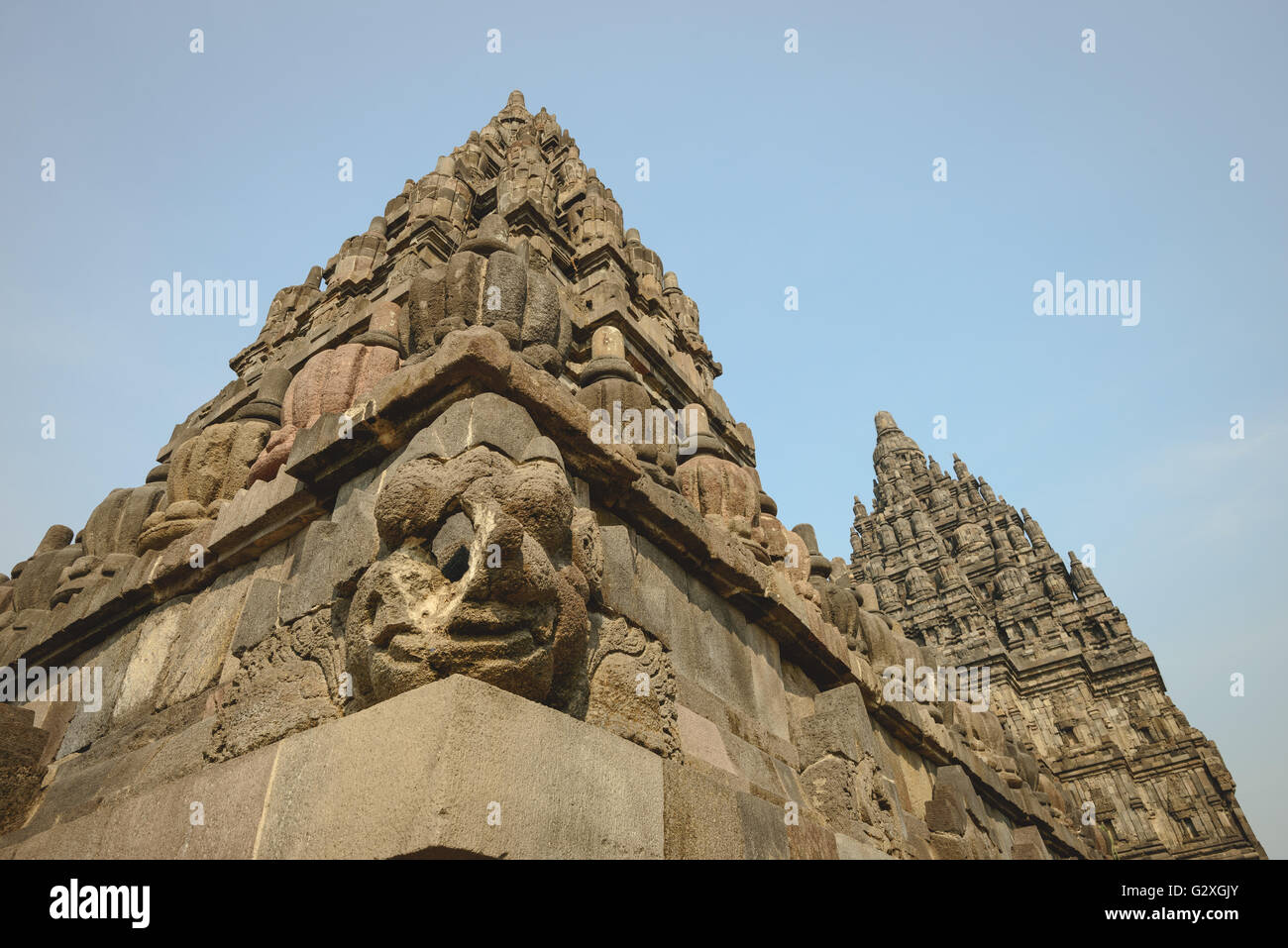 Tempio di Prambanan complesso in Java centrale vicino a Yogyakarta Foto Stock