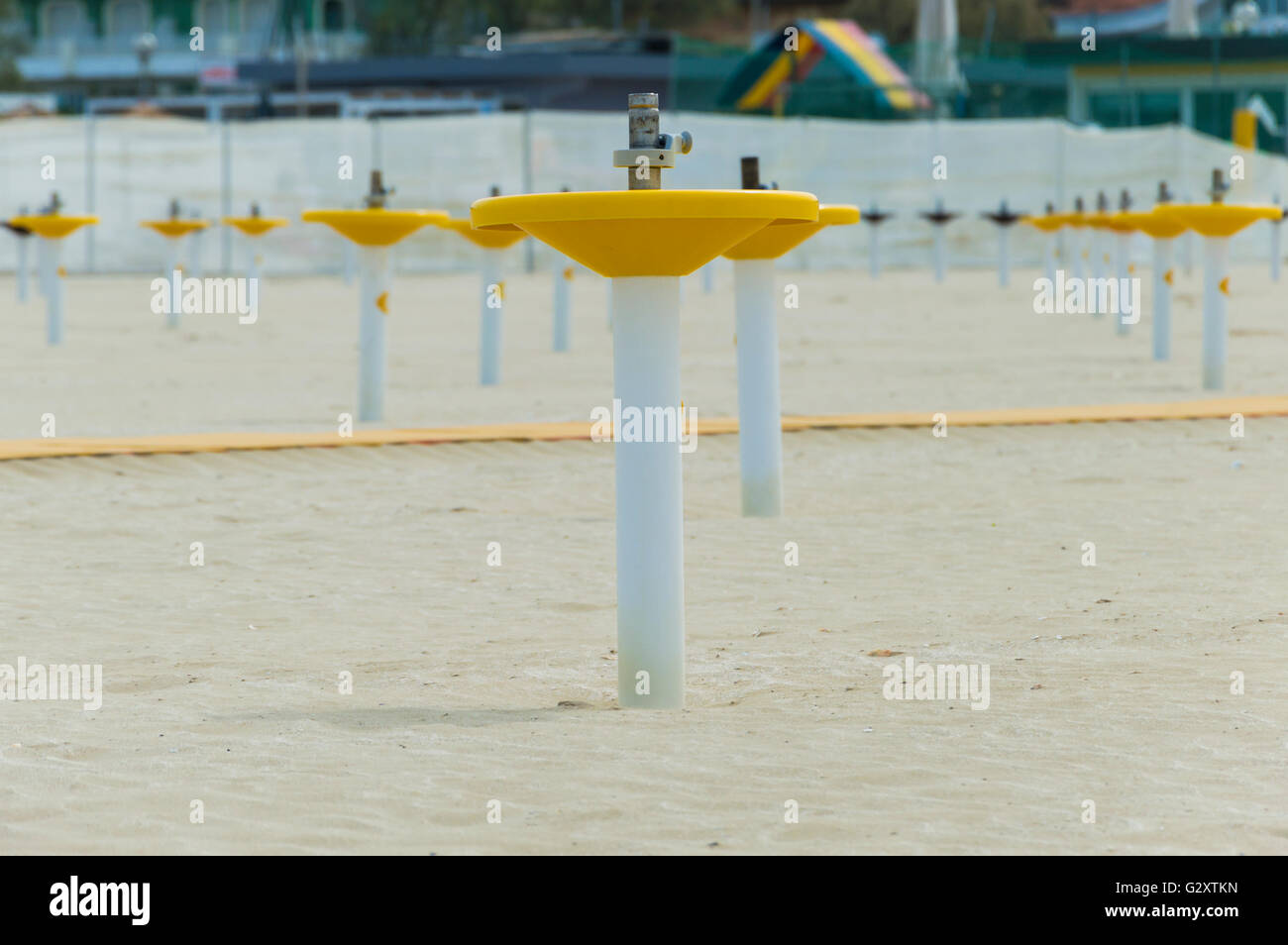 Ombrellone ancoraggio di sabbia Foto Stock