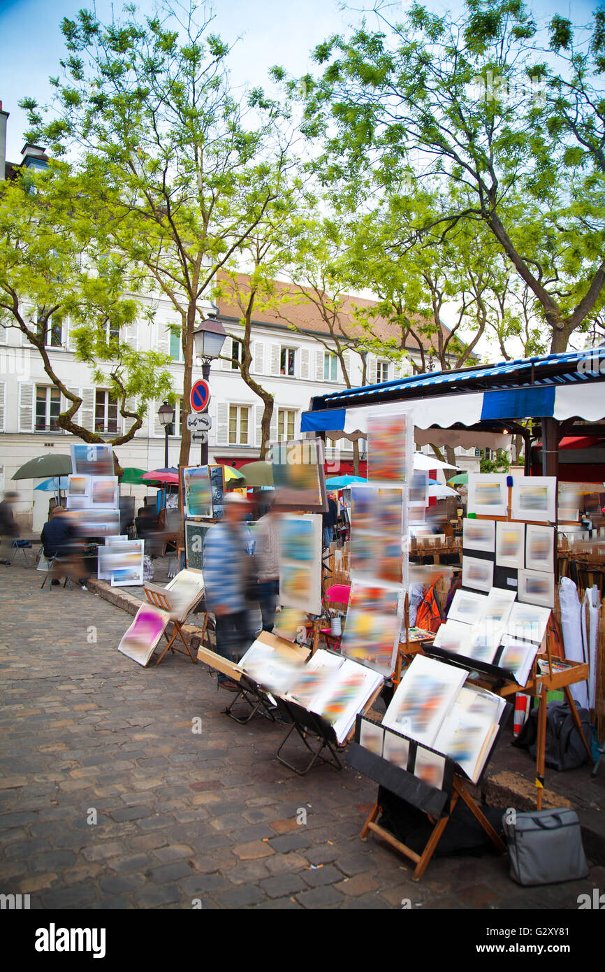 Montmartre Parigi. Artisti di area. La capitale francese Foto Stock