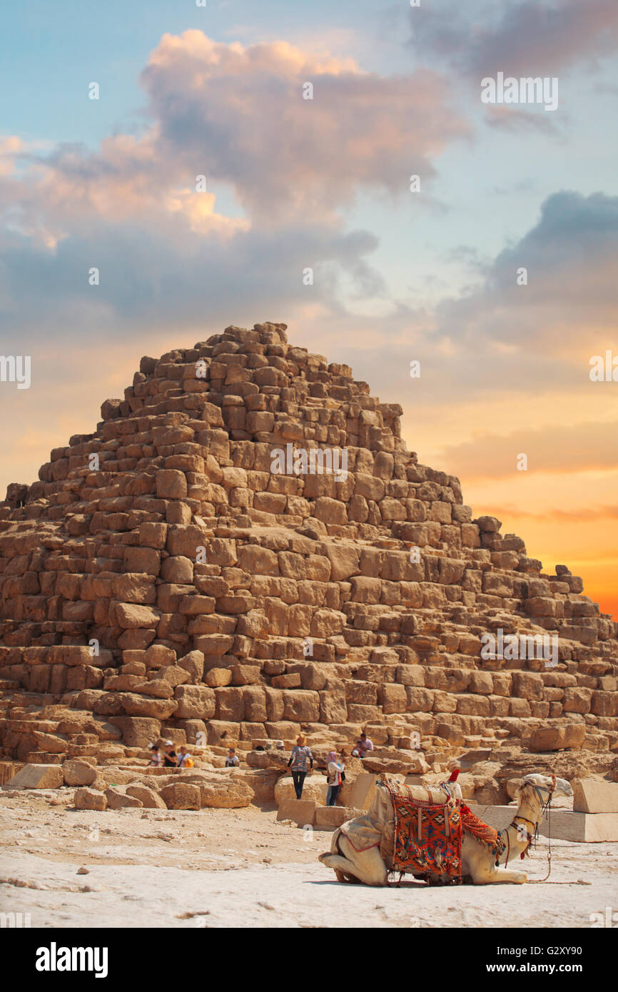 Immagine delle grandi piramidi di Giza in Egitto. Foto Stock