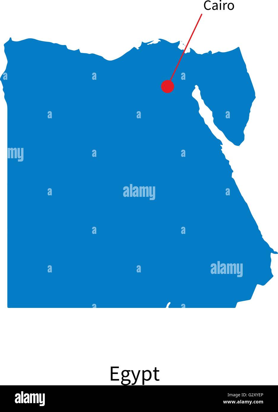 Vettore dettagliata mappa di Egitto e la città capitale Il Cairo Illustrazione Vettoriale
