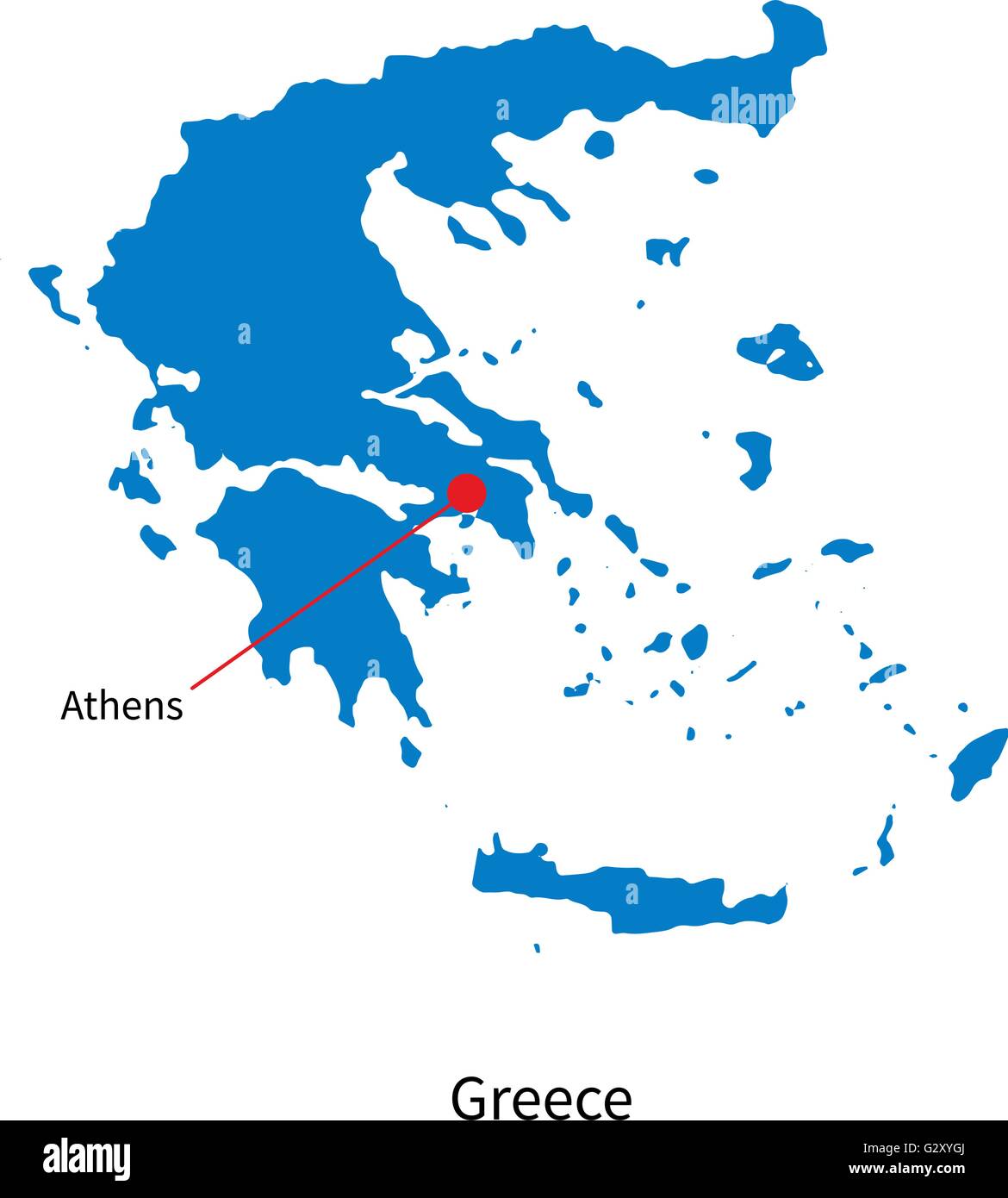 Vettore dettagliata mappa di Grecia e la città capitale Atene Illustrazione Vettoriale