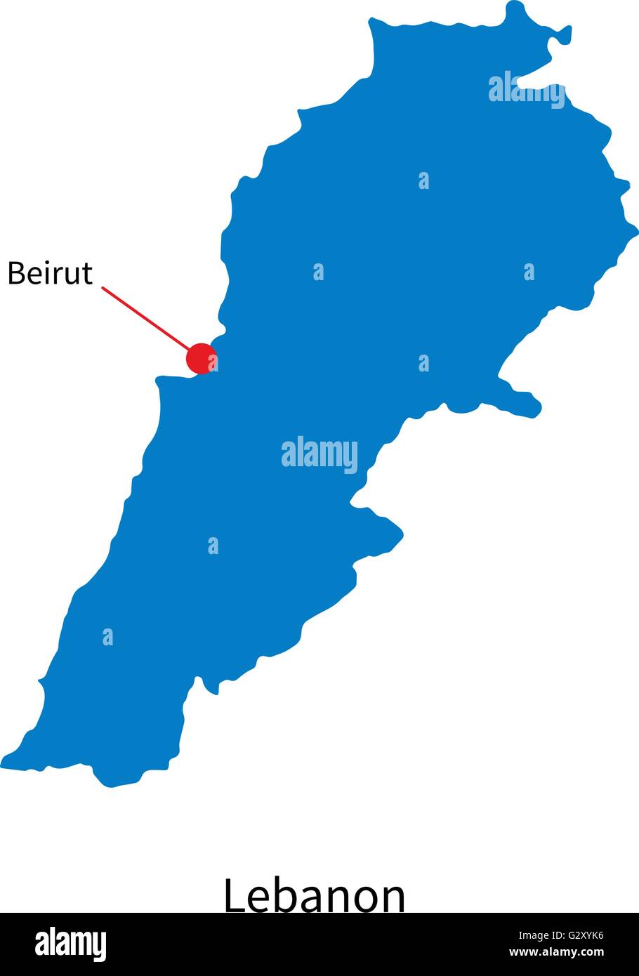 Vettore dettagliata mappa di Libano e la città capitale Beirut Illustrazione Vettoriale