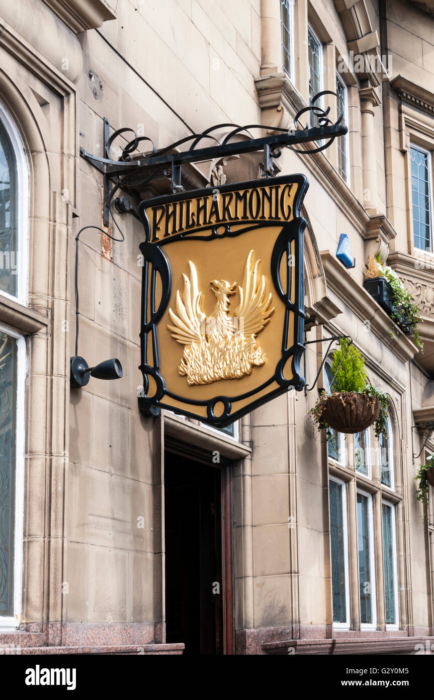 Segno per la Filarmonica Sale da pranzo, Hope Street, Liverpool. Foto Stock