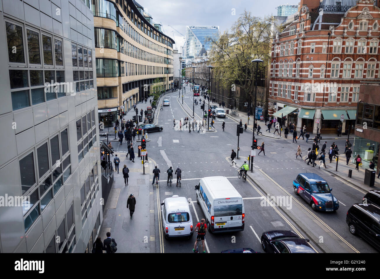 Nodo stradale su Assenzio Street, City of London, Regno Unito Foto Stock