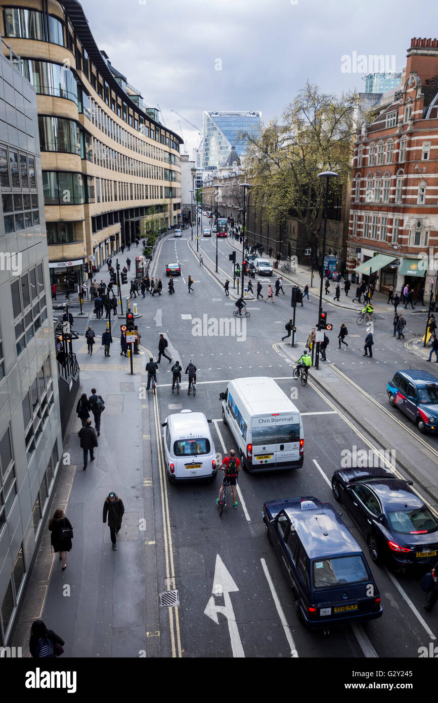 Nodo stradale su Assenzio Street, City of London, Regno Unito Foto Stock
