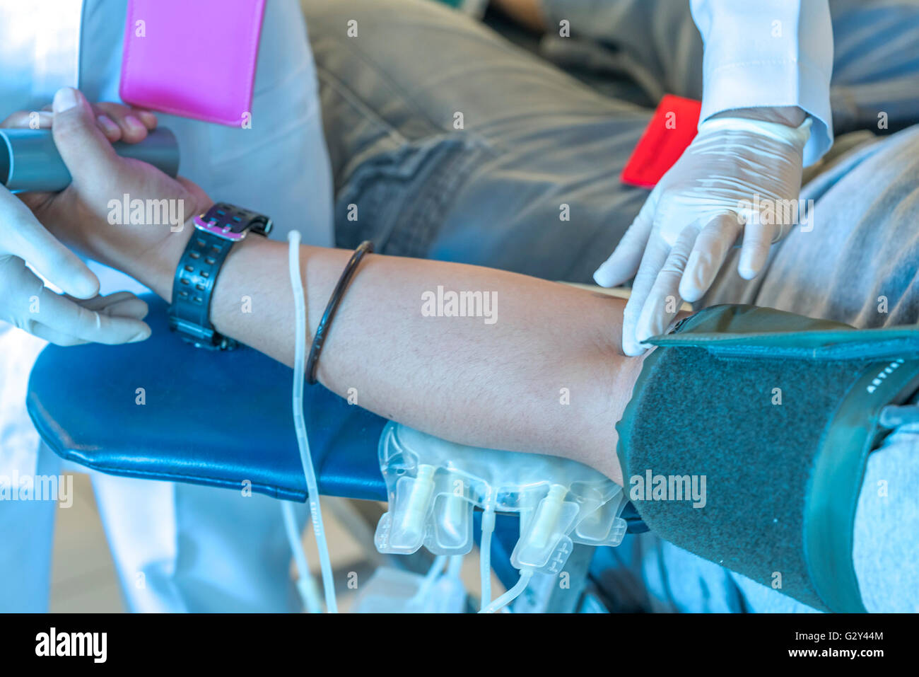 Donazione di sangue Foto Stock