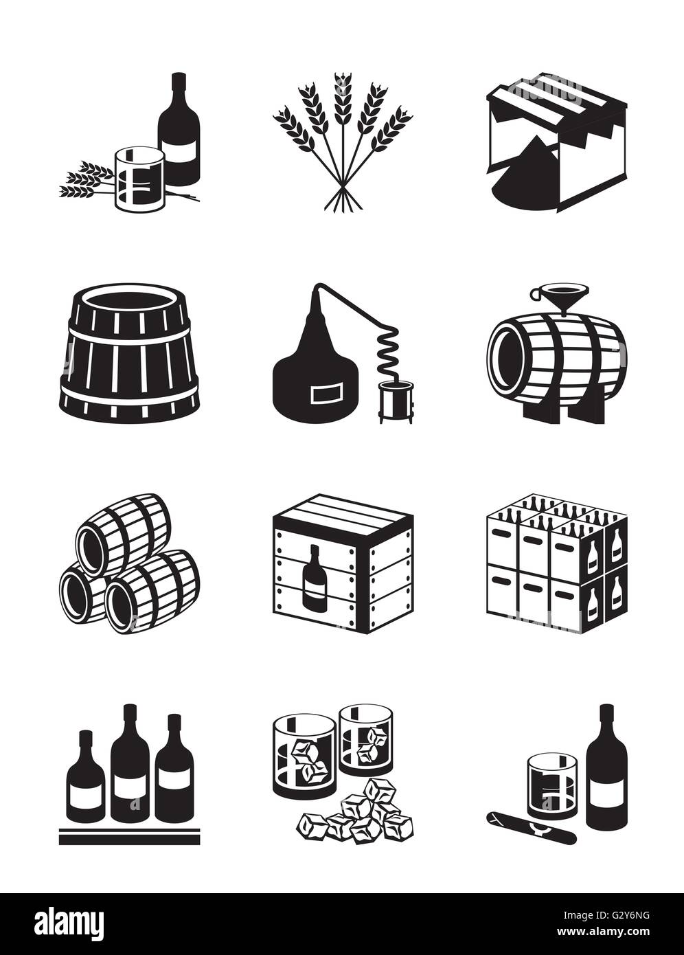 Produzione di whisky e brandy - illustrazione vettoriale Illustrazione Vettoriale