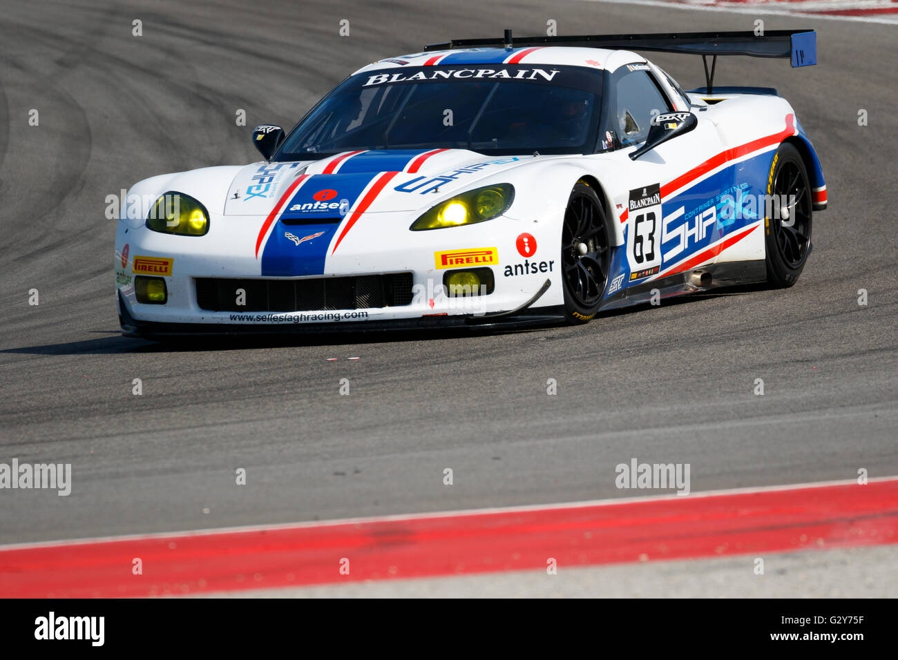 Misano Adriatico, Italia - 10 Aprile 2016: Corvette C 6 ZR1 GTE del Selleslagh Racing Team, condotta da Nicolas Vandierendonck Foto Stock